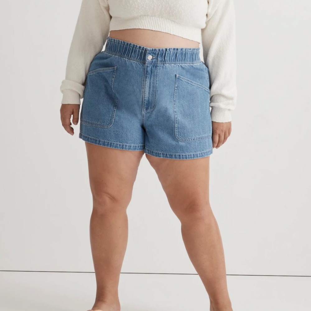 Madewell Pull On Denim Jean Paper Bag Utility Shorts 18